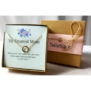 My Dearest Mom Gold Circle Infinity Necklace